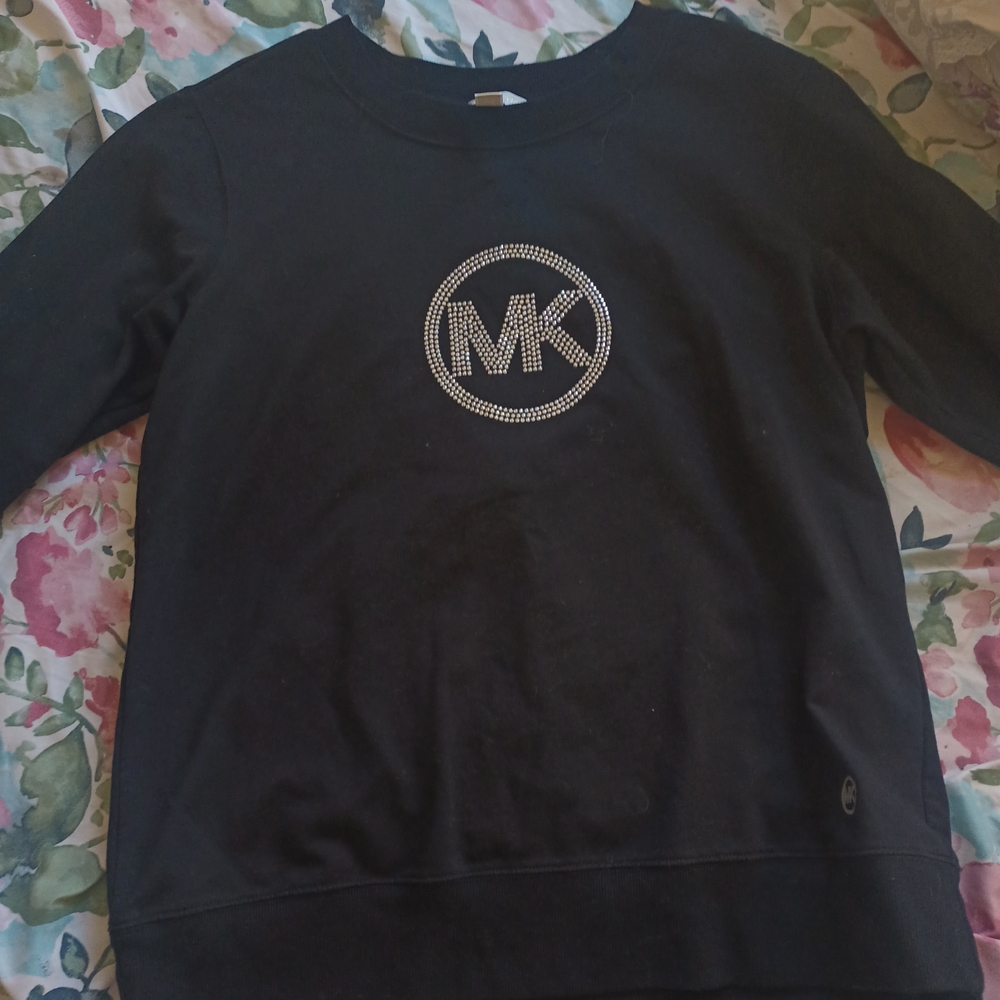 Michael Kors Black Crew Neck Sweater with Silver Logo